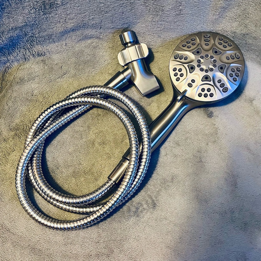 Hopopro Brushed Nickel Handheld Shower Head with Flexible Hose